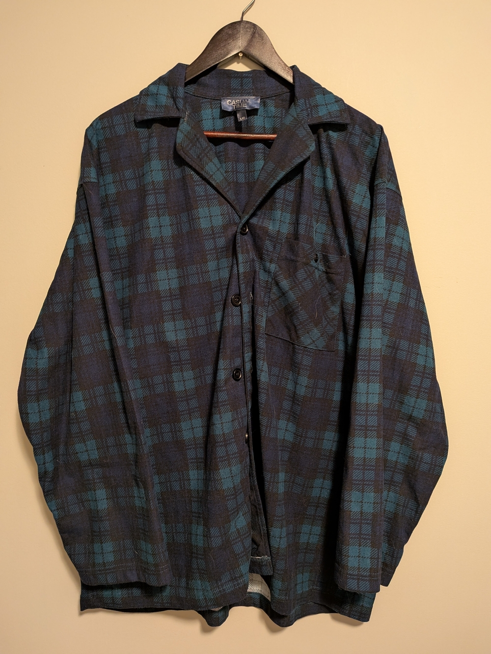 Casual Blue Plaid Button-Down Shirt